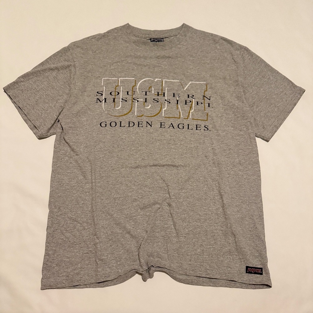 Jansport T-Shirt Men Large Gray 90s Vintage Southern Mississippi Golden Eagles